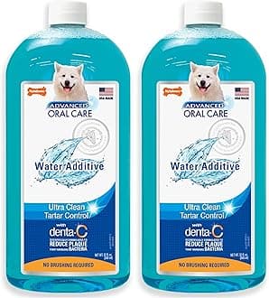Nylabone Advanced Oral Care Dog Water Additive for Dental Care - Liquid Tartar Remover - Dog Breath Freshener & Teeth-Cleaning Liquid (32 oz.) (Pack of 2)