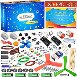 Kit4Curious 125 Projects DIY Activity Science Electronics Starter Mega Kit with User Guide - Multicolor