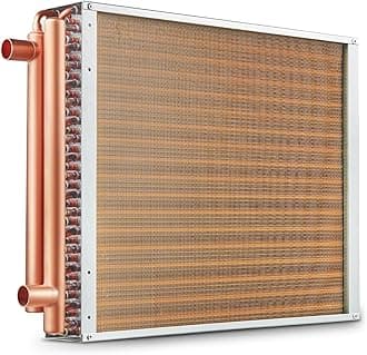 VEVOR Heat Exchanger Water to Air, 18"x 20" with 3-Row 3/8" Copper Ports, 242 Aluminum Fins Heat Exchanger for Outdoor Wood Furnaces, Residential Heating and Cooling, and Forced Air Heating