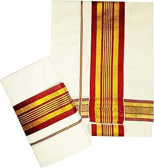 Women's Kerala Traditional Cotton Set Mundu Cream Color with Fancy Border