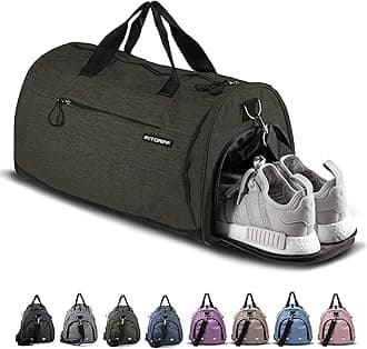 Fitgriff® Sports Bag & Travel Bag for Men and Women - with Shoe Compartment & Wet Compartment - Bag for Sports, Fitness & Travel - Training Bag, Gym Bag, Army Green, 48 x 26 x 25 cm (Small)