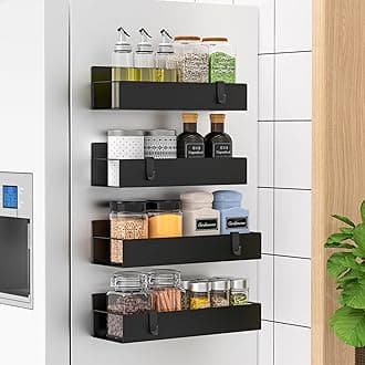 Magnetic Water Bottle Holder for Refrigerator, Cup Holder Organizer for Stanley and Tumbler for Kitchen, 4 Pack, Metal Black