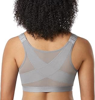 DELIMIRA Women's Full Coverage Front Closure Wire Free Back Support Posture Bra