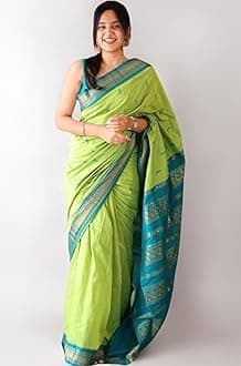 Women's Kanjivaram Soft Cotton Linen Silk Saree With Blouse Piece