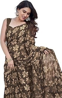 MIRCHI FASHION Women's Chiffon Floral Printed Saree with Blouse Piece