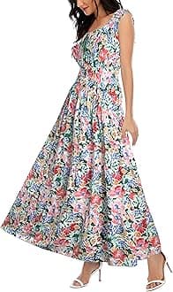 OSTOO Women's 2026 Summer Boho Floral Print Tiered Casual Flowy Long Maxi Dress