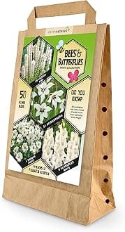 50 Bee & Butterfly Summer Bulb Collection | White Bulb Varieties | Eco Packaging | Plant Now Ready to Bloom in Summer
