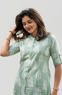 Women's Rayon Viscose A-Line Printed Kurta with Pant
