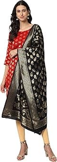 VredeVogel Women's Cotton Silk Blend Straight Kurta with Banarasi Silk Dupatta