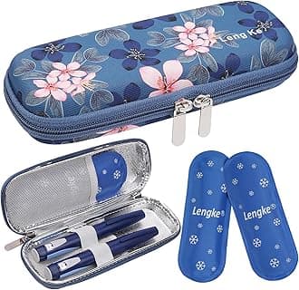 BOMKEE Insulin Cooler Travel Case, Diabetic Insulin Pen Carrying Case Portable Insulin Cooling Bag Organizer for Diabetic Supplies with 2 Ice Pack