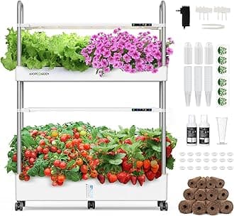 Indoor Garden Hydroponics Growing System Kit: 60 Pods Indoor Herb Garden with LED Grow Light - Plant Germination Kit, 32L Large Capacity Hydroponic Tower for Vegetables Fruits Flowers