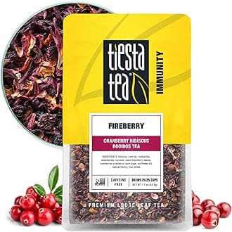 Cranberry Hibiscus Rooibos Tea | FIREBERRY 1.7 Ounce Pouch by TIESTA TEA | Caffeine Free | Loose Leaf Herbal Tea Immunity Blend | Non-GMO