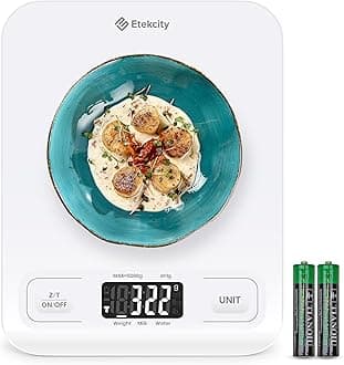 Etekcity Food Kitchen Scale, Digital Grams and Ounces for Weight Loss, Baking, Cooking, Keto and Meal Prep, LCD Display, Medium, White