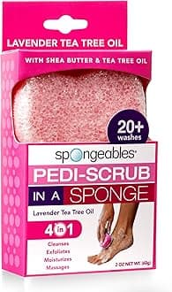 Spongeables Pedi Scrub Foot Buffer 20+ Washes, Lavender Tea Tree Oil Aromatherapy, 2-Ounce