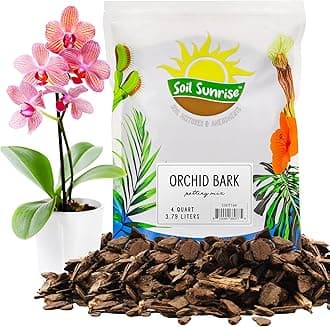 Soil Sunrise 100% Organic Orchid Potting Bark (4 Quarts) All-Natural USA-Sourced Pine Bark Orchid Mix Additive