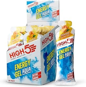 HIGH5 Energy Gel Aqua - Quick Release Sports Gels to Power Muscles for Top Performance - Natural Fruit Juice & No Caffeine - On The Go Energy Boost for Running, Cycling, Endurance (Orange, 20 x 66g)