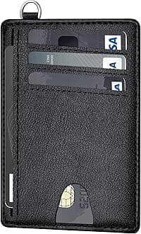 Slim Wallet, Credit Card Holder for Women, Minimalist Front Pocket RFID Blocking Card Cases, Small Wallet Women Men(Grain Black)