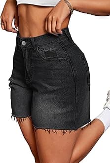 IWD Jean Shorts for Women High Waisted Stretchy Casual Denim Shorts Ripped Frayed Hem Summer Trendy Jorts