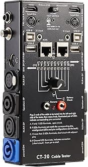 15-Plug Audio Cable Tester Line Finder Black 15-in-1 Cables Checker 10-Way Switch Wire Tracker with LED Indicators, Rectangular