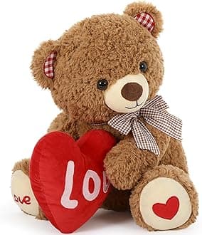 MorisMos Teddy Bear, 17" Red Heart Gift Teddy Bear with Big Red Heart Love Plush for Girlfriend, Wife, Her, Him