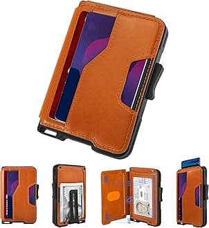 Wallet for Men, Slim Wallet for Men with Money Clip, Pop Up Card Case, RFID Blocking Bifold Wallets, Minimalist Leather Slots Credit Card Holder (Genuine Leather Brown)