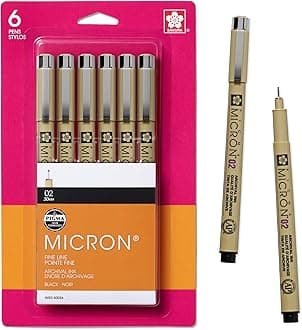 SAKURA Pigma Micron Pens 02 .3mm 6/Pkg-Black