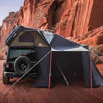 Naturnest Rooftop Tent Hard Shell, Easy Set Up Pop Up Large Tent for 2-3 Person Camping, Waterproof Windproof UV-Resistant Blackout 4 Season Tents for Truck, Jeep, SUV, Van, Trailer - Sirius 1 Plus