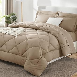 Queen Comforter Set Taupe - Bed in a Bag Queen Size 7 Pieces, Luxury Soft Bed Set for All Seasons, Bedding Set with Down Alternative Comforter, Sheets, Pillowcases & Shams