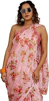 MIRCHI FASHION Women's Designer Chiffon Floral Prints Saree with Blouse Piece
