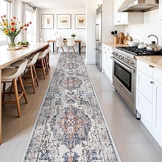 Hallway Washable Runner Rug - 3x16 Kitchen Rugs Entryway Rug Runner Vintage Soft Floor Mat Non Slip Indoor Farmhouse Carpet for Bathroom Living Room Bedroom (3 X 16, Brick)