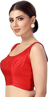 Studio Shringaar Women's Readymade Art Silk Sleeveless Saree Blouse