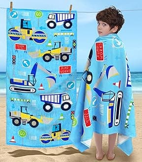 VOOVA & MOVAS Boys Beach Towels, 28"X54", 330GSM, Large Soft Absorbent Cotton Pool Towels for Toddler,Ideal for Swim, Surf, Beach, Bathroom and Camping, Vehicle