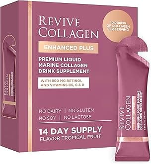 Revive Collagen Enhanced Plus Premium Liquid Marine Collagen Drink Supplement – 22 Fluid Ounces, Tropical Flavor, 10,000mg of Collagen per Shot, 14 Servings, Liquid Collagen for Women and Men
