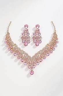 Latest Stylish Design Fancy Wedding Party Crystal Diamonds Necklace Jewellery Set for Women