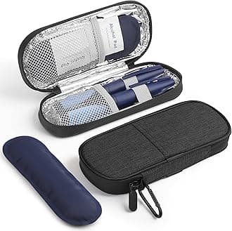 Gelozid Insulin Pen Cooler Travel Case Diabetic Medication Insulated Cool Organizer with 2 Reusable Ice Packs for Insulin Pen and Other Diabetic Supplies, for the Daily Life and Trip(Black)