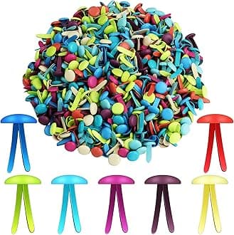 Hotop 500 Pcs Brads for Paper Crafts Metal Round Brass Paper Fasteners for Craft Art Crafting School DIY Supplies(0.3 x 0.6 Inch,Multicolored)