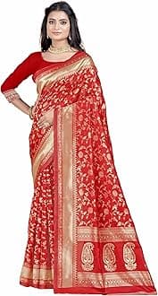 Banarasi Saree Silk Kanjivaram Pure Women Design Wear Pattu Saree Party Saree with Blouse for Wedding Saree (SAN PARI-182 Dark Green)