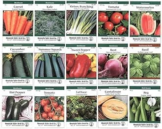 Heirloom Vegetable Garden Seed Collection – Assortment of 15 Non-GMO, Easy Grow, Gardening Seeds: Carrot, Onion, Tomato, Pea, Cucumber, Beets, Basil, More