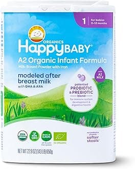 Organics Stage 1 A2 Infant Formula, 0 12 Months, Milk Based Organic Baby Formula Powder with A2 Milk, Probiotics & Prebiotics for Immune & Digestive Support, 22.9 Ounce (Pack of 1)