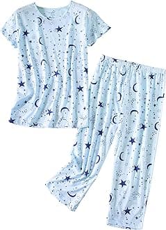 Women’s Pajama Set - Sleepwear Tops with Capri Pants Casual and Fun Prints Pajama Sets SY215-Purple-XL