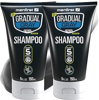 Gradual Gray Shampoo - Gray Hair Darkening Shampoo, Reverse Gray Hair Shampoo - Hypoallergenic & Harsh Chemical-Free, Gray Reducing Shampoo for Men - For Dark Shades - 5 Fl Oz (Pack of 2)