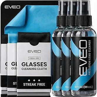 EVEO Eyeglass Cleaner Spray - No Streaks Technology with Microfiber Cleaning Cloth- Glasses Cleaning Kit - Glasses Cleaner Spray with Lens Cleaner Cloth - Screen & Eye Glasses Kit - 3 Pack