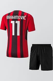 Sports Soccer Football AC Mila Ibrahimovic 11 Home Away Kit Jersey T-Shirt with Shorts (Kid's, Boy'&Men)