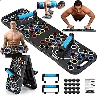 Flexfinity Foldable Push up Board - Multi-Functional 54 in 1 Push Up Bar, Resistance Bands with Handles
