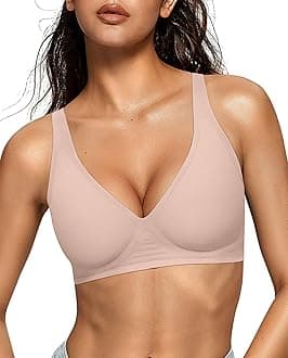 Womens Deep V Bras Wireless Comfortable Bra Supportive No Underwire Bras Tshirt Push Up Bralettes Plunge Seamless Bra