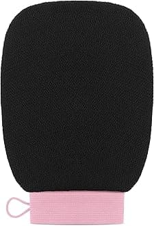 Valitic Exfoliating Glove Body Scrubber - Exfoliating Mitt Dead Skin Remover, Shower Face and Body Exfoliator - Korean Style Skin Scrubber Washcloth - Spray and Self Tan Remover, 1 Black with Pink