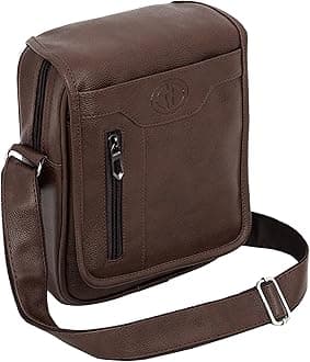 Stylish Small PU Leather Sling Cross Body Travel Office Business Messenger One Side Shoulder Bag for Men Women (25.5 x7x20cm), Brown, Sling Bag Brown