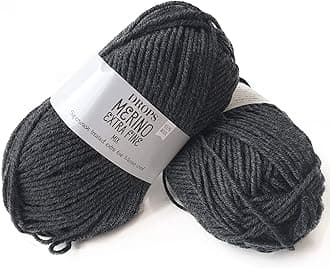 Superwash 100% Merino Wool Yarn for Knitting and Crocheting, 3 or Light, DK, Leight Worsted Weight, Drops Merino Extra Fine, 1.8 oz 115 Yards per Ball (03 Dark Grey)