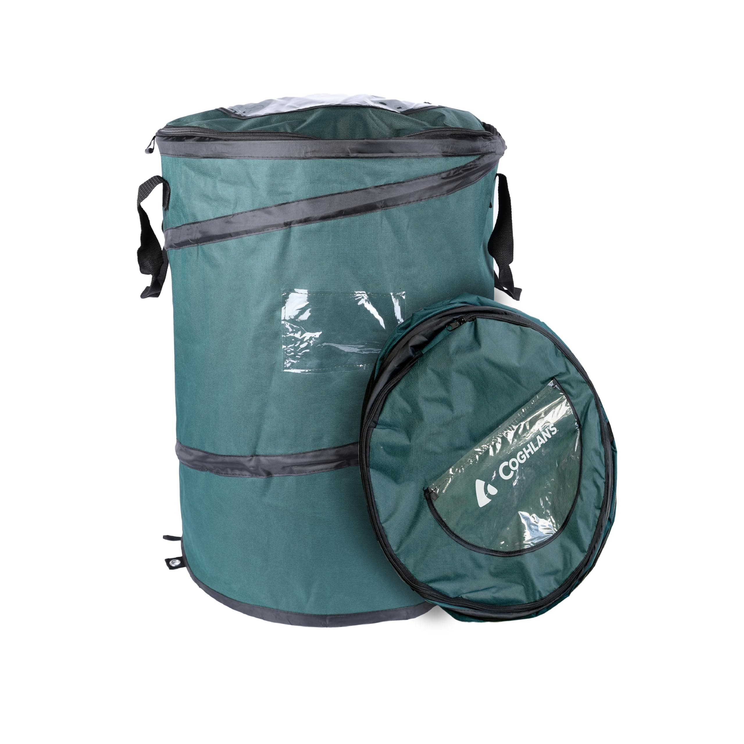 Coghlan's Deluxe Durable Pop-Up Trash Can – Collapsible Garbage Bin with Zippered Lid, Bag Clips, and Anchoring Points for Camping, Home, and Outdoor Use – 29.5 Gallon