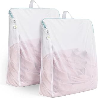 OTraki 2 Pack Mesh Laundry Bags with Handle 16 x 20 inch Side Widening Delicate Bag for Washing Machine Large Opening Zippered Wash Bag for Coat Sweater Lingerie Sock Travel Dorm Organizer